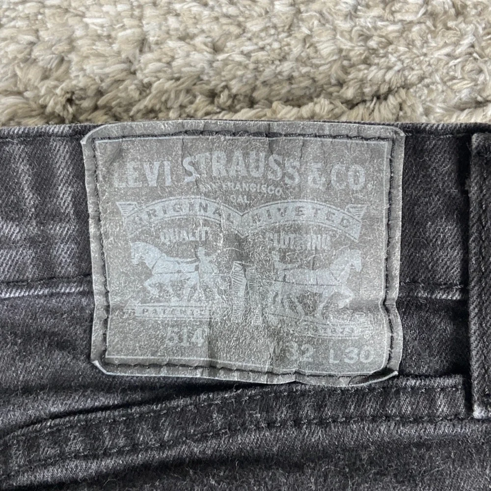 Levis 514 Jeans Mens 32x30 Black Denim Straight Fit Stretch Cotton‎ Blend Pant